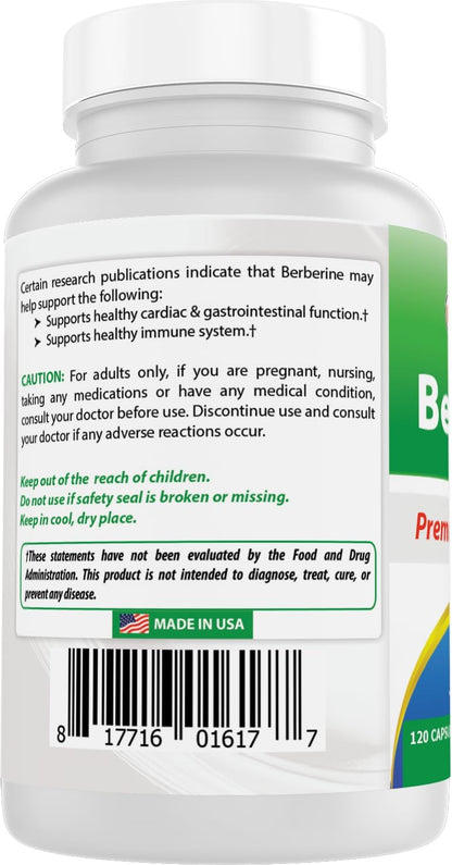 Best Naturals Berberine 500 mg Capsules – Cardiovascular and Immune Support