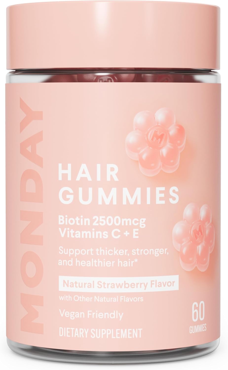 Monday Hair care Hair Gummies with 2500 mcg Biotin, Vitamin C & Vitamin E – 60 Gummies - görsel 1