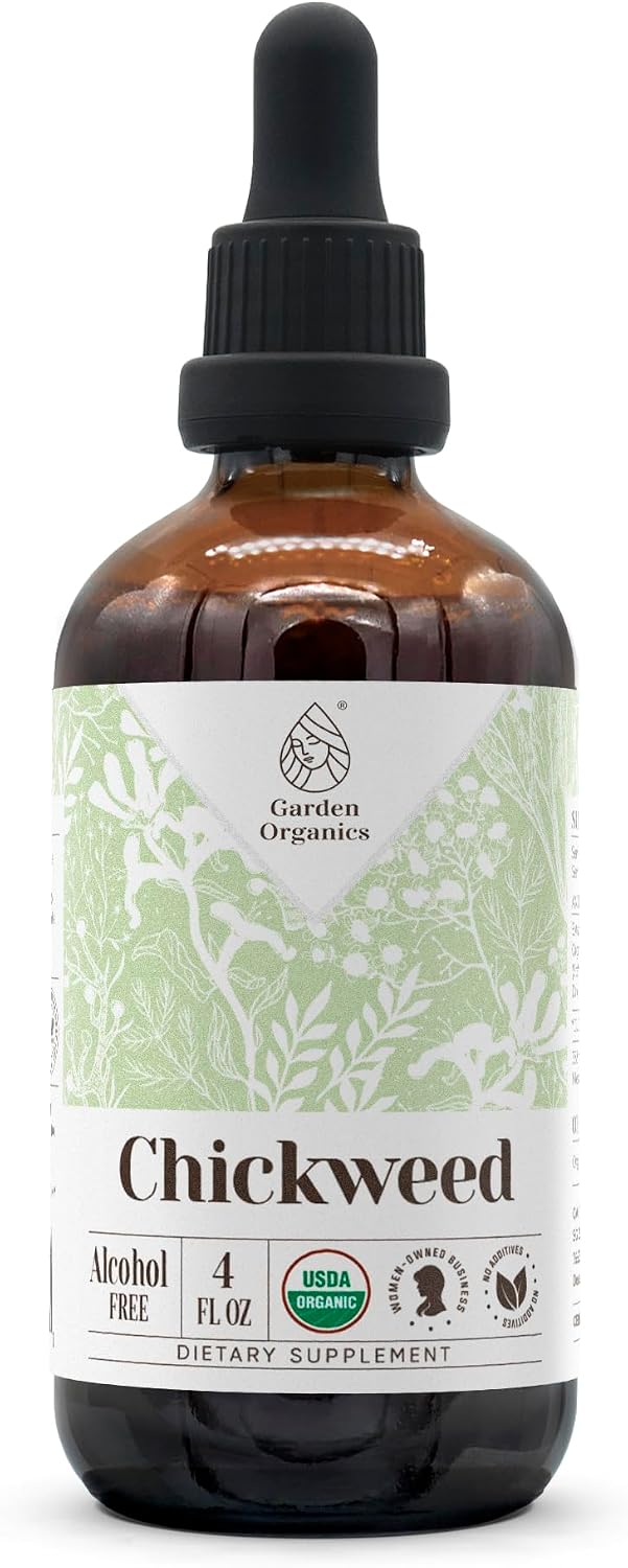 Chickweed USDA Organic Alcohol-Free Extract | Dietary Supplement, High-Potency Tincture | Natural Certified Organic Chickweed (Stellaria Media) Dried Herb (4 oz) - görsel 1