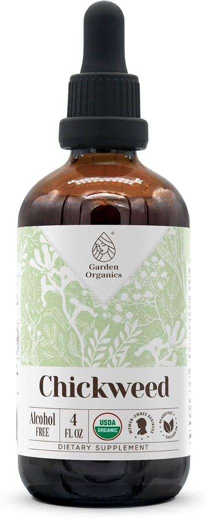 Chickweed USDA Organic Alcohol-Free Extract | Dietary Supplement, High-Potency Tincture | Natural Certified Organic Chickweed (Stellaria Media) Dried Herb (4 oz)
