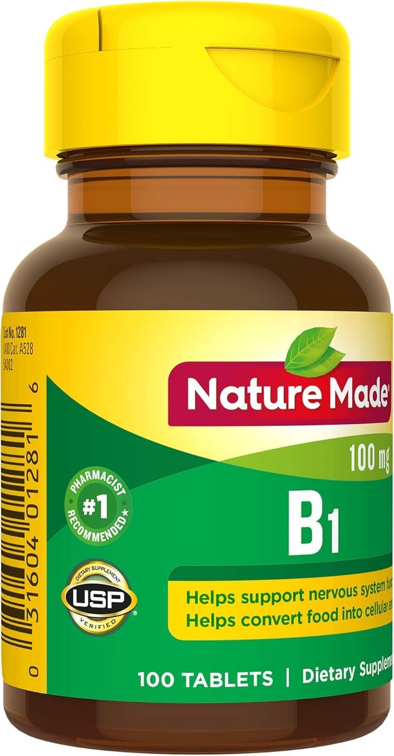 Nature Made Vitamin B1 100 mg, Food Supplement for Energy Metabolism Support, 100 Tablets - görsel 2