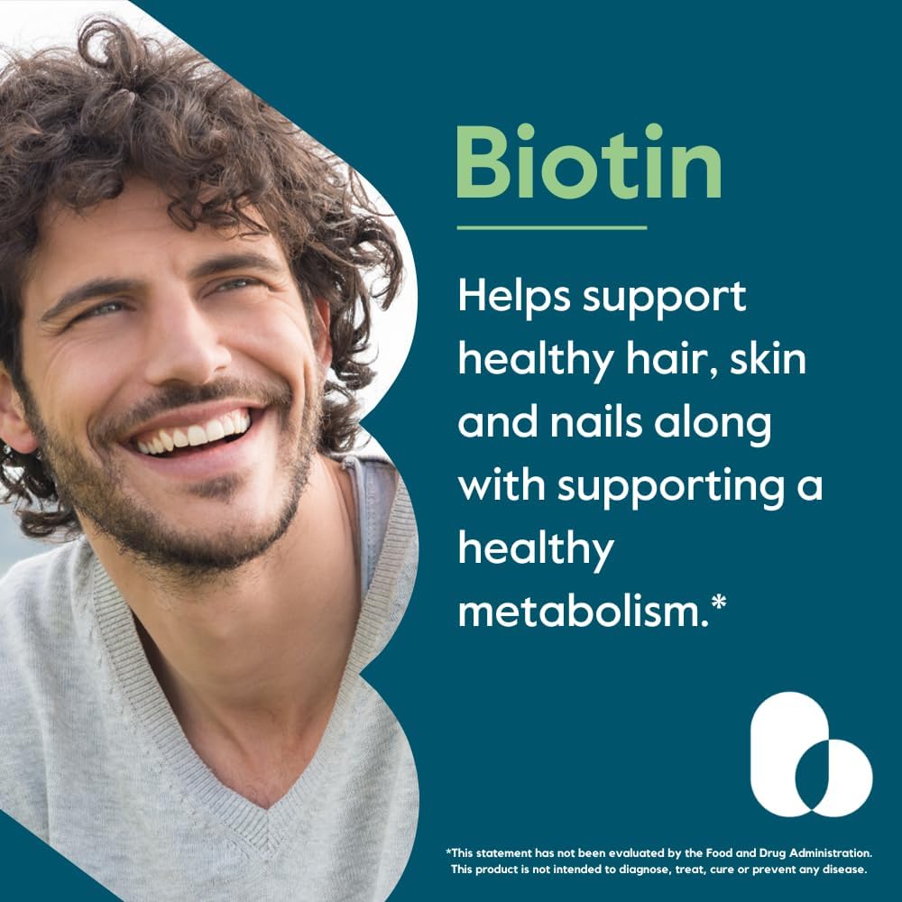 BESTVITE Biotin 5000mcg (120 Vegetarian Capsules) - No Stearates - No Flow Agents - Vegan - Non GMO - Gluten-free - Hair, Skin, Nails - görsel 4