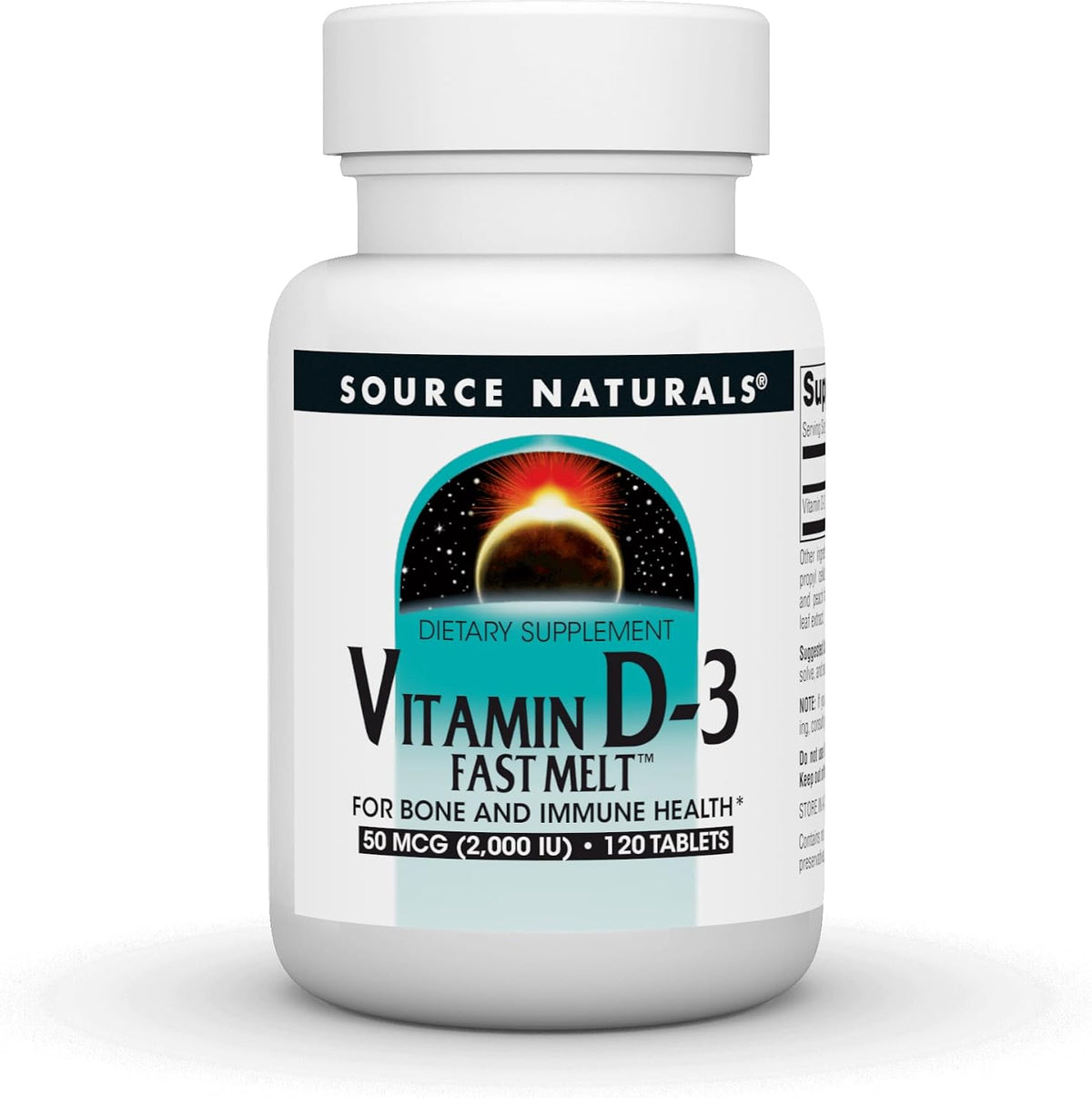 Source Naturals Vitamin D-3 Fast Melt Tablets, Black Cherry Peach Flavour, 120 Tablets - görsel 1