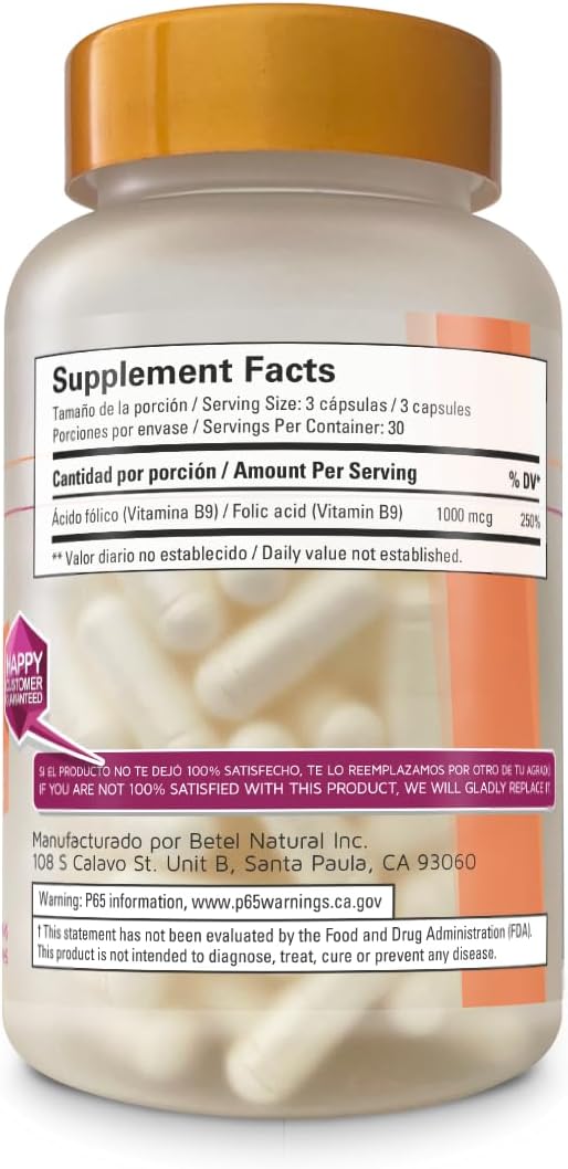 Betel Natural Premium Folic Acid Capsules 1000 mcg - 90 Capsules - görsel 2