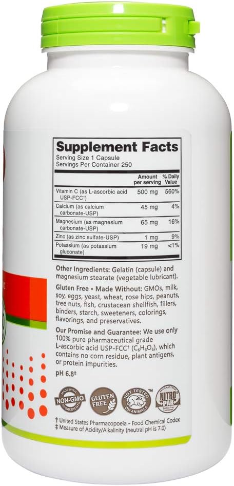 NutriBiotic Buffered Vitamin C 500mg, 250 Capsules - görsel 3