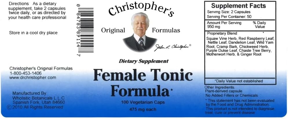 Christopher's Original Formulae Female Tonic Formula, 100 Count - görsel 4