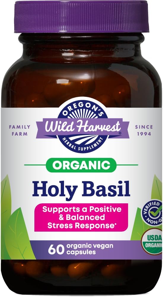 Oregon's Wild Harvest Organic Holy Basil Herbal Supplement, 60 Capsules - görsel 1