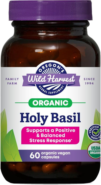 Oregon's Wild Harvest Organic Holy Basil Herbal Supplement, 60 Capsules