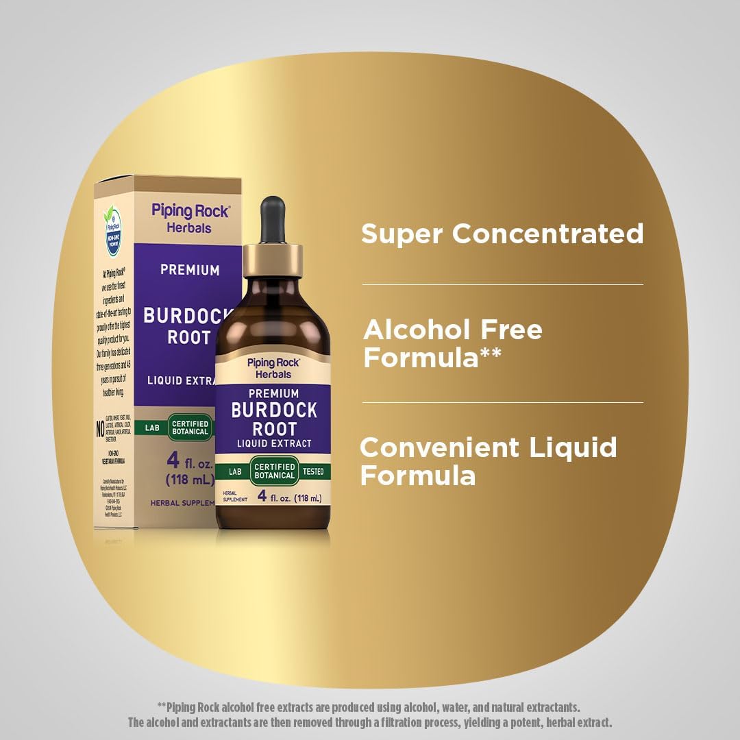 Piping Rock Burdock Root Tincture Extract | 118 ml | Premium Herbal Liquid Drops | Certified Botanical Supplement | Non-GMO, Gluten-Free - görsel 4