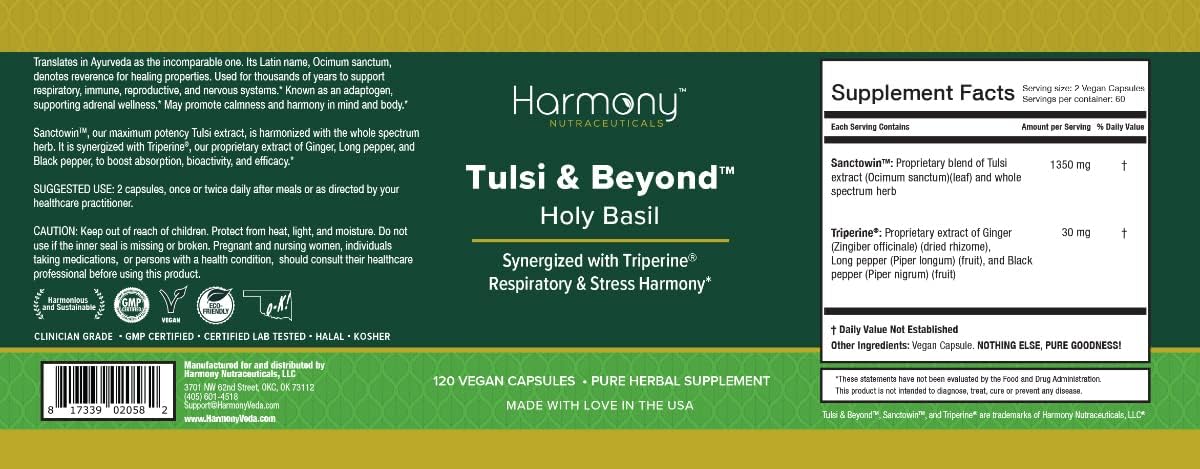 Tulsi – Holy Basil Supplement – High Potency, Maximum Bioavailability, Made with Organic Herbs (Vegetarian Capsules, 120 Capsules) - görsel 2