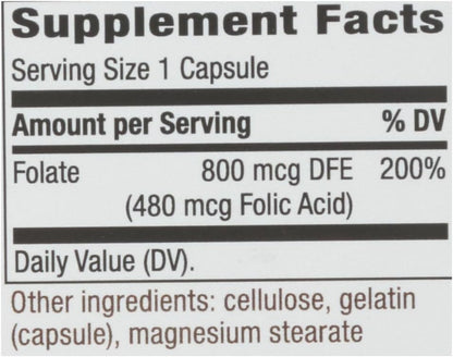 Nature's Way Folic Acid, 800 µg, 100 Capsules
