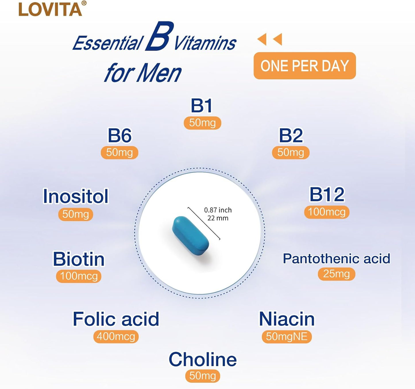 LOVITA Timed-Release B Complex for Men, 60 Vegetarian Tablets - görsel 4
