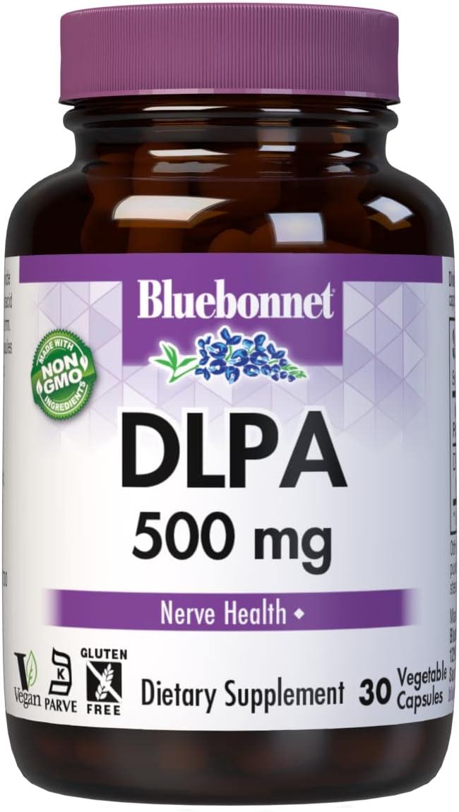 Bluebonnet Nutrition DLPA (DL-Phenylalanine) 500 mg, Free-Form Amino Acid, for Nervous System Support - 30 Vegan Capsules - görsel 1