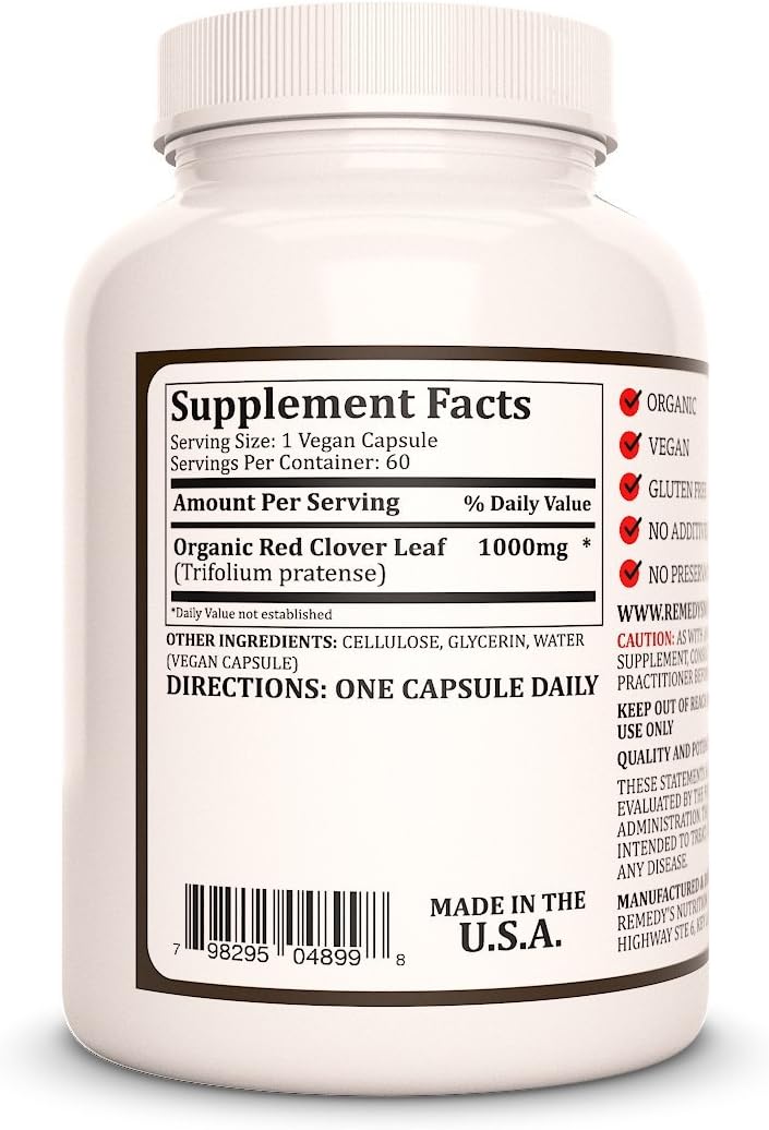 Remedy's Nutrition Red Clover Leaf 1,000 mg, 60 Vegan Capsules - görsel 2