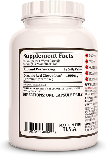 Remedy's Nutrition Red Clover Leaf 1,000 mg, 60 Vegan Capsules