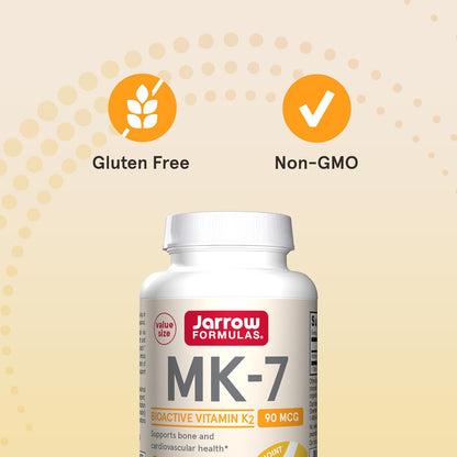 Jarrow Formulae MK-7 90 mcg - Bioactive Vitamin K2 (MK-7) - Bone & Heart Health - 120 Softgels