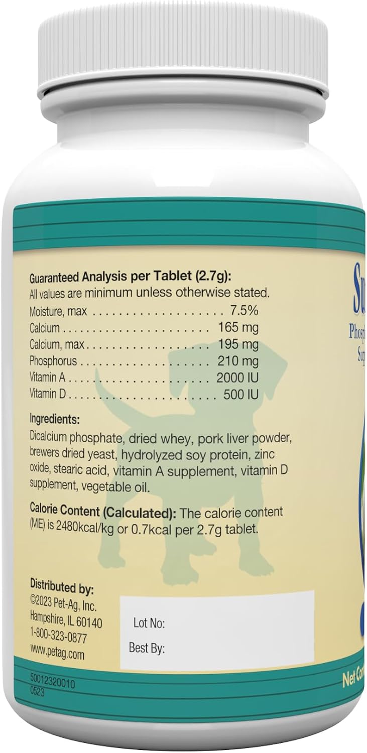 PetAg Sure Grow 100 - Promotes Optimal Bone Development in Puppies Eight Weeks and Older - with Calcium, Phosphorus, and Vitamins A & D - 100 Chewable Tablets - görsel 7