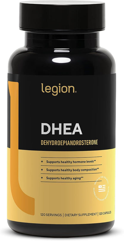 LEGION DHEA 50mg Supplement – Hormone Support & Wellness, Vitality Support, Non-GM, Soya-Free, Gluten-free (120 Capsules)