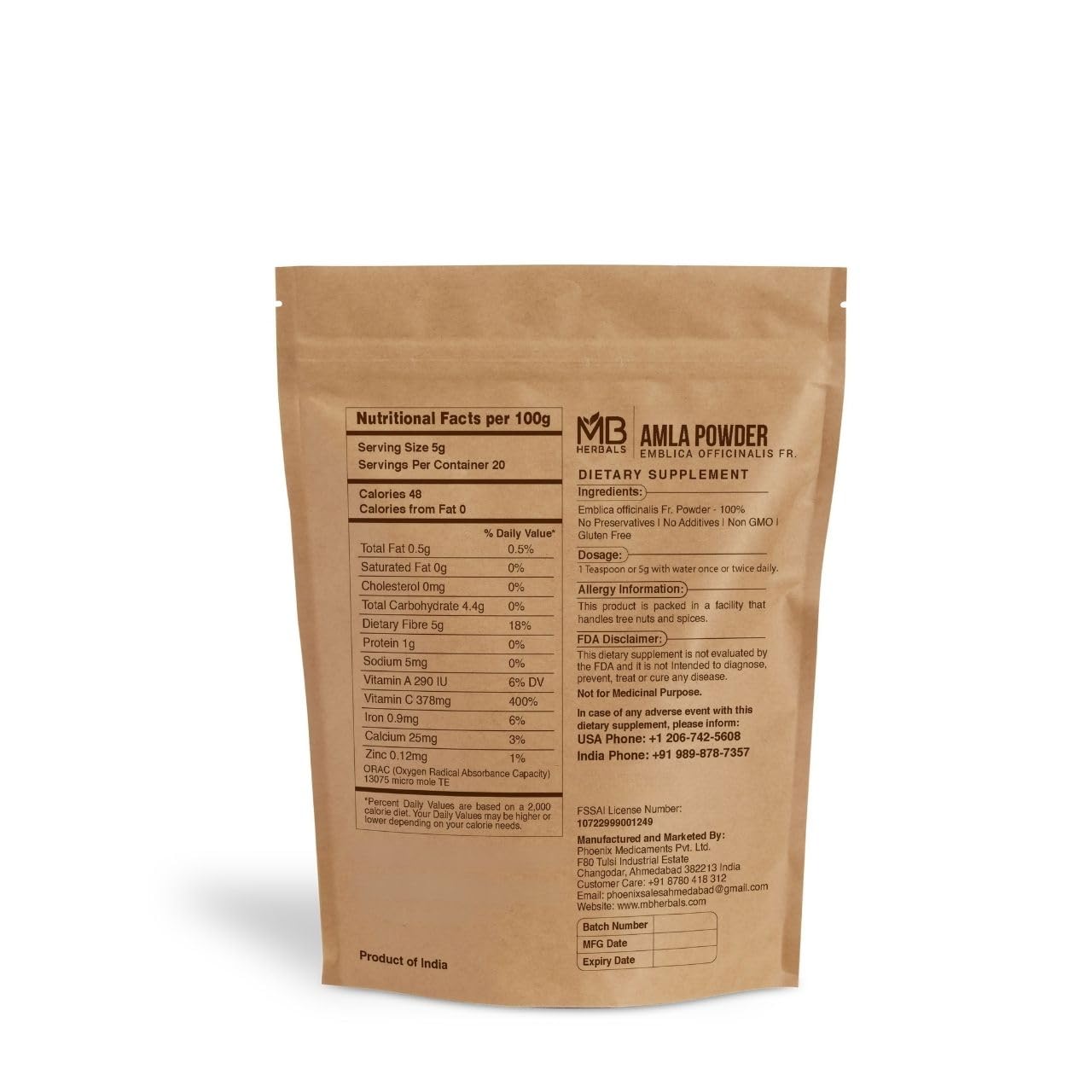 MB Herbals Seedless Amla Powder 100g – Indian Gooseberry - görsel 2