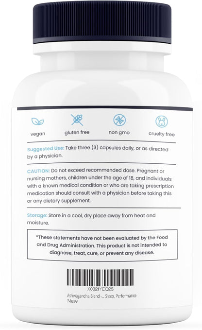 Nature's Pure Blend Organic Ashwagandha Complex – Stress and Mood Support – 60 Vegan Capsules