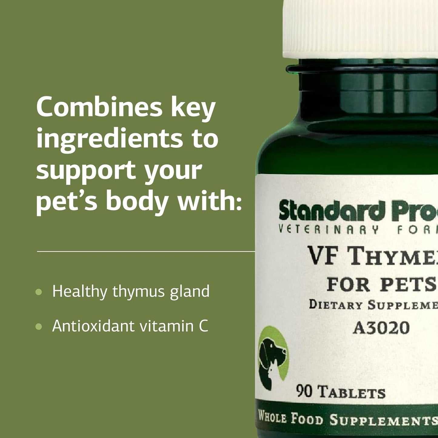 Standard Process Inc. VF Thymex for Pets - Cat and Dog Immune System Support Supplement - Thymus Supplement with Vitamin C - 90 Tablets - görsel 4