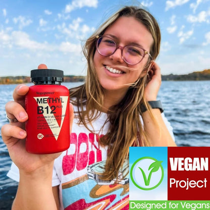 VEGEPOWER Vitamin B12 1000 mcg Gummies for Adults - Vegan Methyl B12 & D3 5000 IU - Orange Flavour 180 Bears
