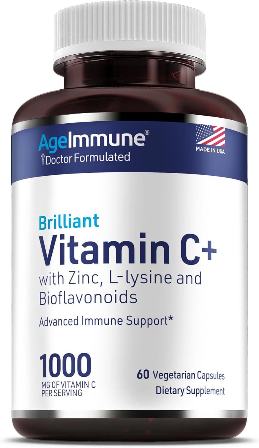 AgeImmune Vitamin C 1000mg Complex with L-Lysine 500mg, Zinc 12mg, Bioflavonoids 300mg - görsel 1
