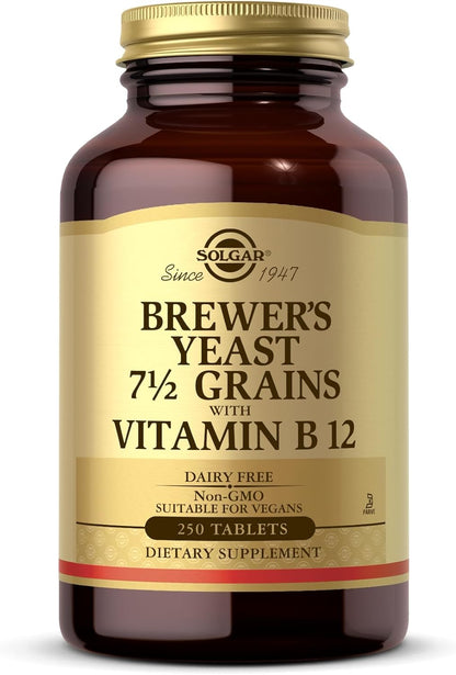 Solgar Brewer's Yeast 7½ Grains with Vitamin B12 - 250 Tablets (Pack of 2)