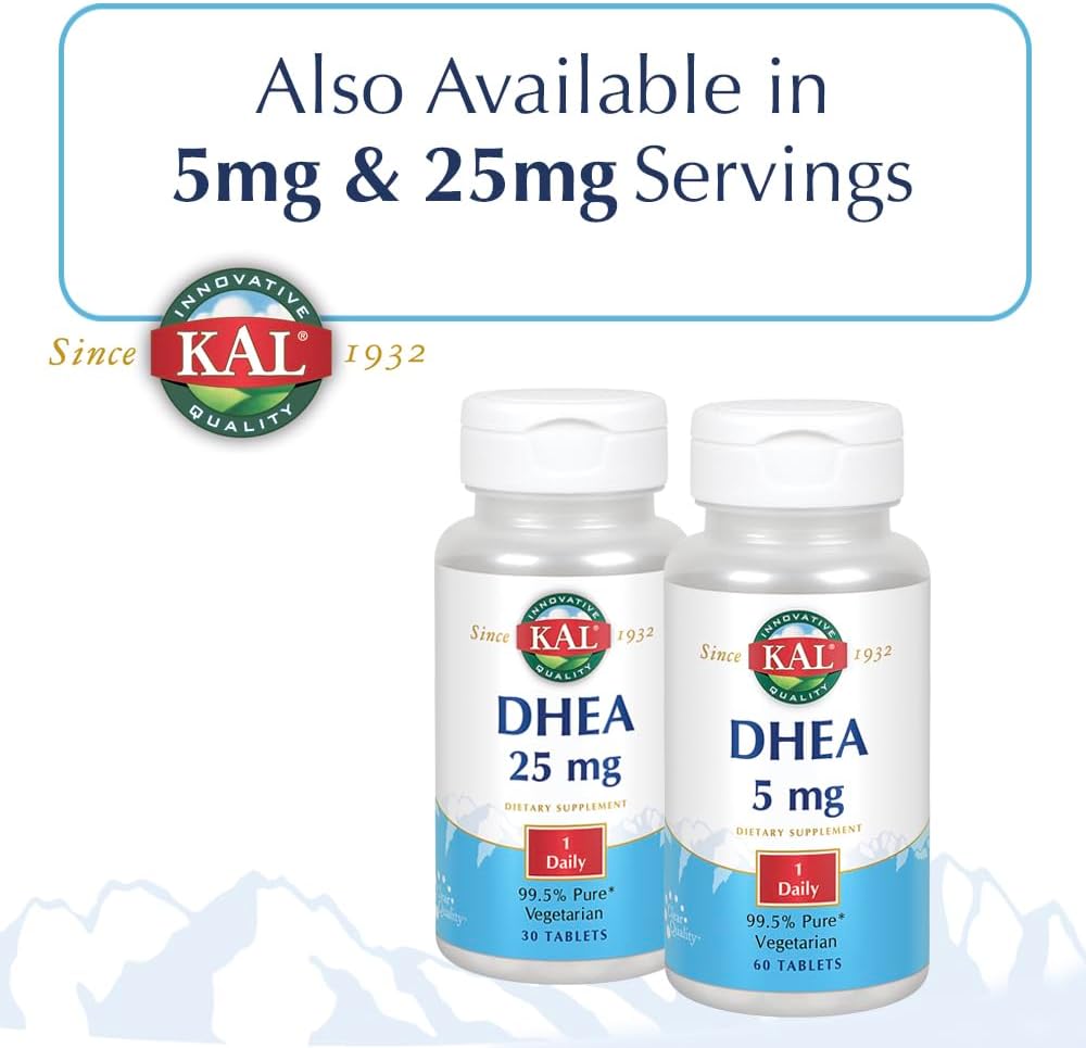 KAL DHEA 5 mg Tablets – DHEA Supplement for Men and Women, 99.5% Pure, Vegetarian, 60 Tablets - görsel 6