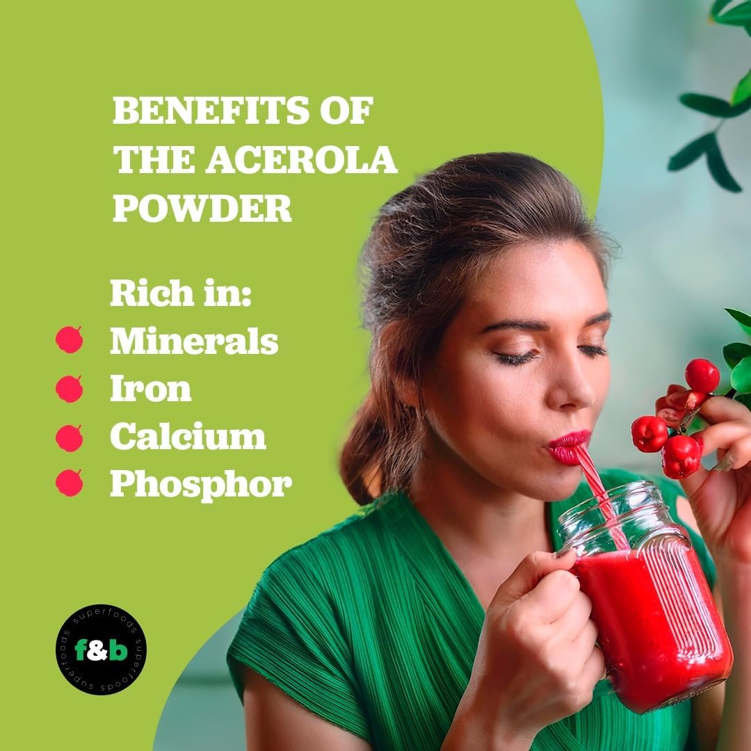 f&b superfoods Pure Organic Acerola Cherry Powder - Freeze Dried, 227g - görsel 7