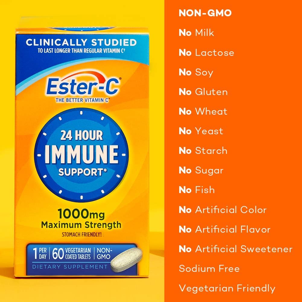 Ester-C Vitamin C, 1,000 mg, 60 Coated Tablets - görsel 3