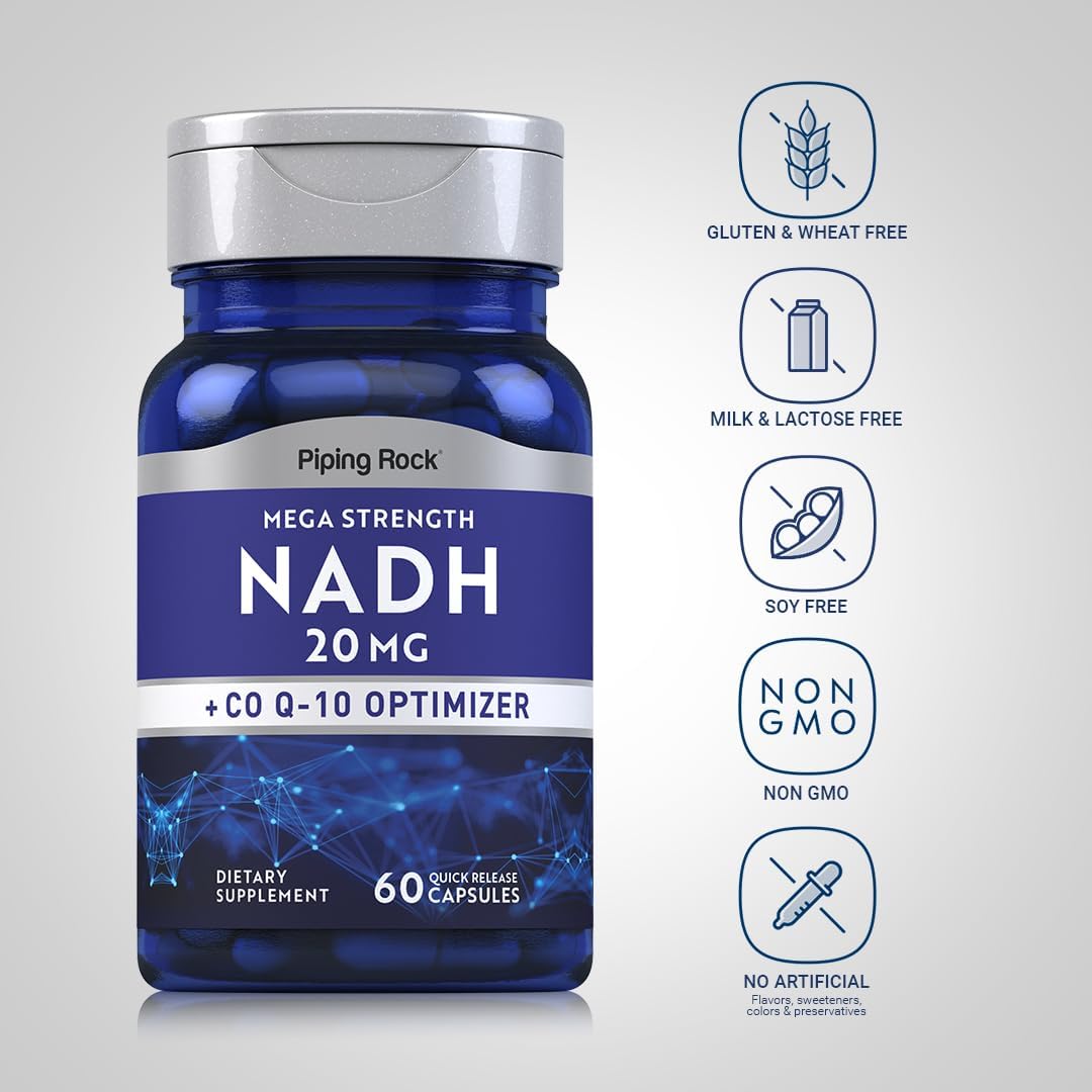 Piping Rock NADH CoQ10 Supplement, 20 mg, 60 Capsules - görsel 3