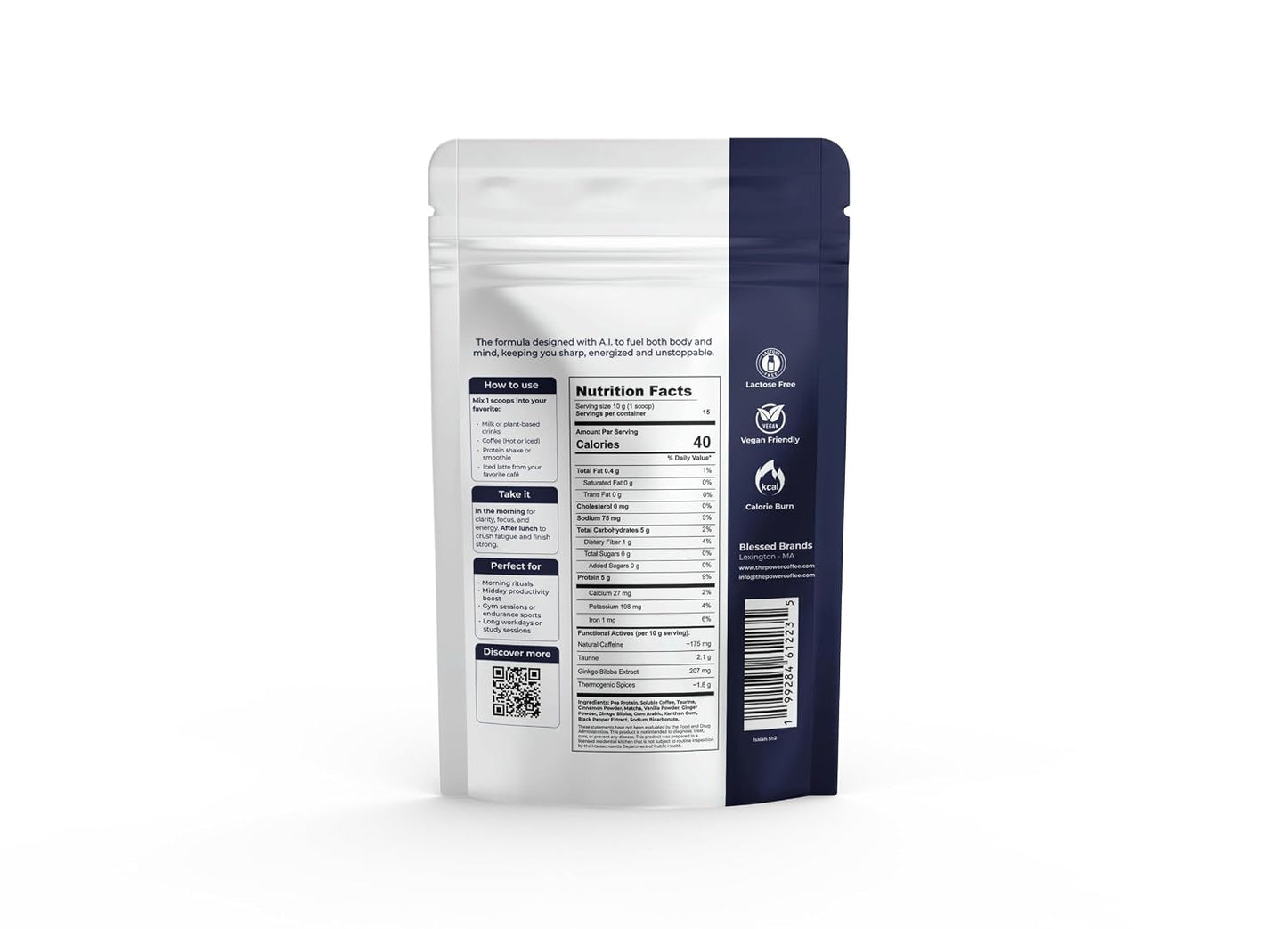The Power Coffee – Nootropic Supplement with Matcha, Ginkgo & Taurine | All-Day Energy & Focus | Vegan, Keto, Sugar-Free | 150g (15 Servings) - görsel 5