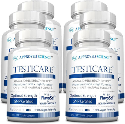 Approved Science TestiCare - Testicular Vein Support - Horse Chestnut, Witch Hazel - 270 Capsules (6 Bottles) - Vegan