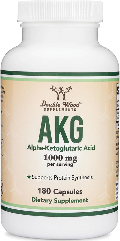 Double Wood AKG Supplement - Alpha Ketoglutaric Acid 1000 mg, 180 Capsules