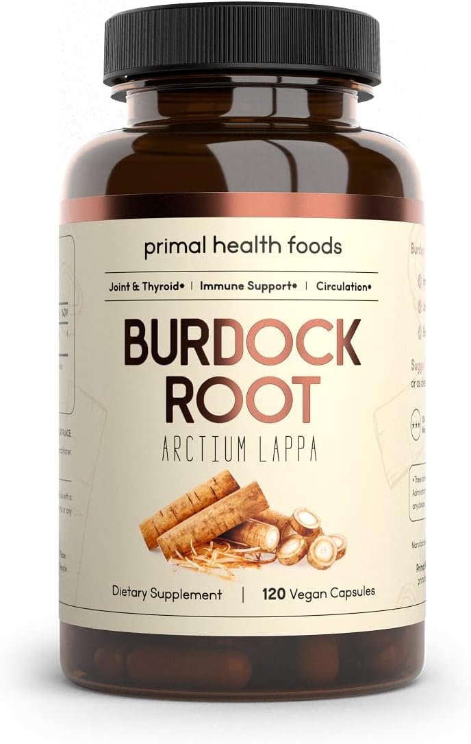 Primal Health Foods Organic Burdock Root Capsules 1000 mg – Circulation, Immune, Skin & Joint Support - görsel 1