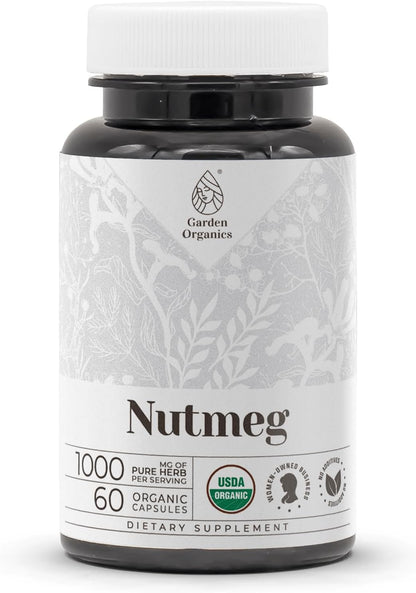 Garden Organics Nutmeg 120 Capsules | High Potency Herbal Food Supplement | Vegetable Capsules