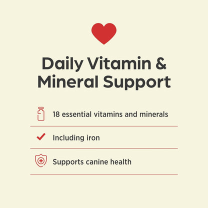 Vi-Sorbits Iron & Vitamin Daily Supplement for Dogs, Meat-Flavoured Chewable Tablets, 200 Count