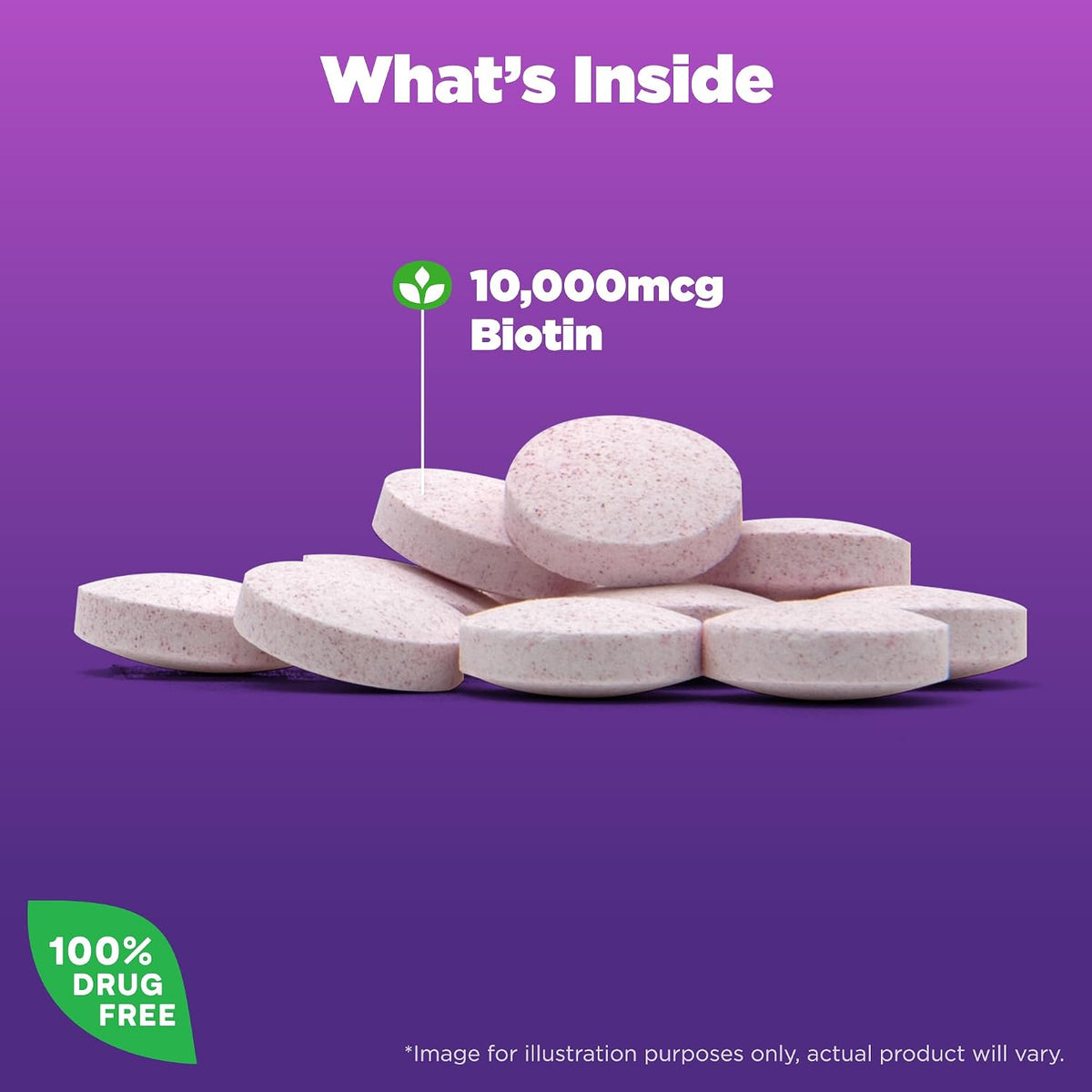 Natrol Biotin 10000mcg for Healthy Hair, Skin and Nails, 200 Tablets - görsel 2