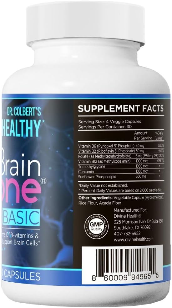 Divine Health Brain Zone Basic – Active B-Vitamins, Trimethylglycine, Curcumin – 120 Capsules - görsel 7