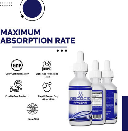 Apigenin 65 mg, 118 ml Liquid, 240 Servings, Made in USA, Rapid Absorption, High-Quality Ingredients, Non-GM, GMP Certified, Cruelty-Free