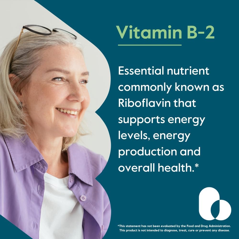 BESTVITE Vitamin B-2 (Riboflavin) 400 mg – 120 Vegetarian Capsules – High Potency – Energy, Skin & Nervous System Support – Vegan – Non-GMO – Gluten-Free – No Stearates - görsel 2