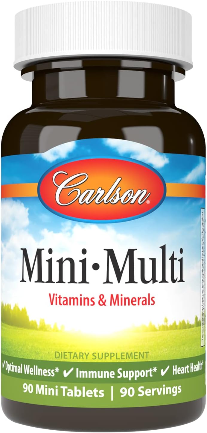 Carlson Mini-Multi, Vitamins & Minerals, Immune Support & Heart Health, 90 Mini Tablets - görsel 1