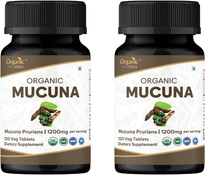 ORGANIC SPREE Mucuna Tablets - Organic Mucuna Supplement, 120 Tablets (Pack of 3)