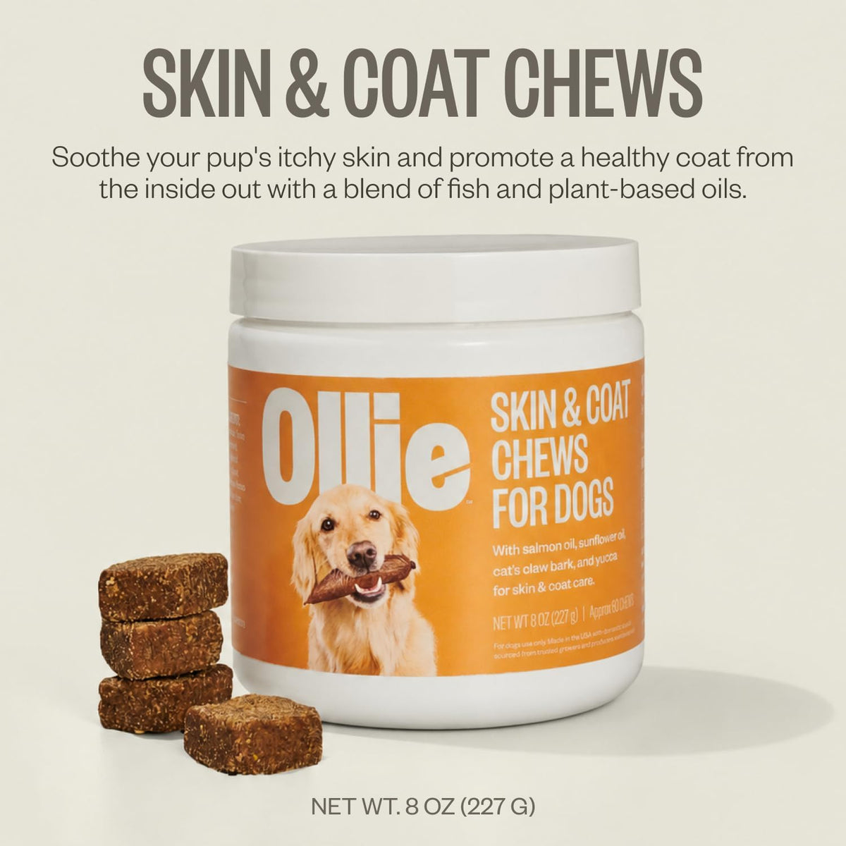 Ollie Dog Skin & Coat Supplement, Supports Healthy Skin & Coat, 60 Chews - görsel 3