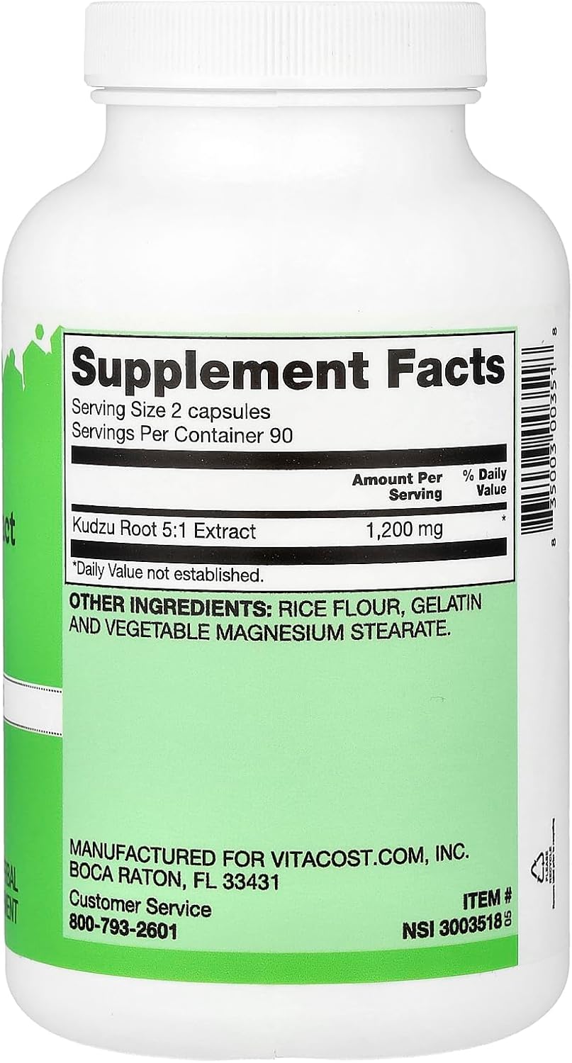 Vitacost Kudzu Root Extract, 180 Capsules (600 mg per Capsule) - görsel 2