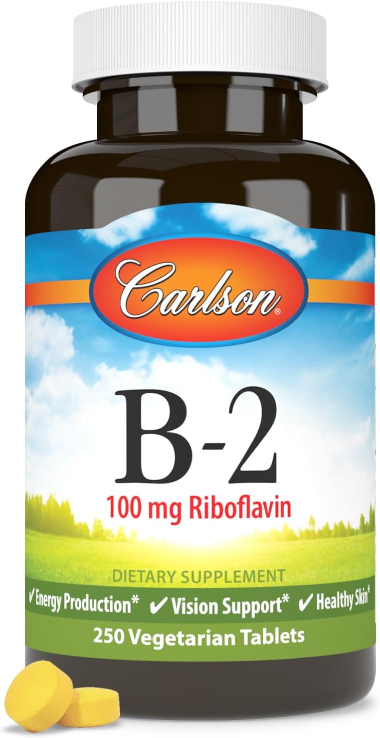 Carlson - B-2, 100 mg Riboflavin, Energy Production, Vision Support & Healthy Skin, 250 Vegetarian Tablets - görsel 4