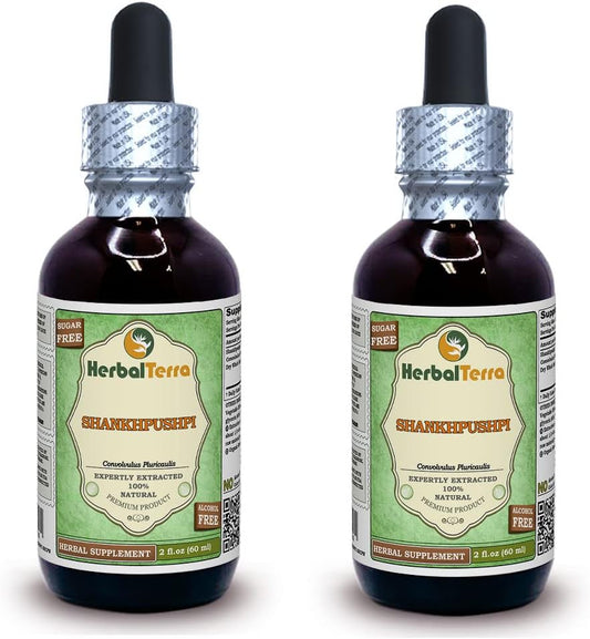 Shankhpushpi (Horseshoe Vitex) Dried Whole Herb Alcohol-Free Liquid Extract – 2 x 60 ml
