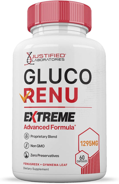Gluco Renu Extreme - Glucose Support Capsules with Turmeric, Berberine & Resveratrol (60 Capsules)