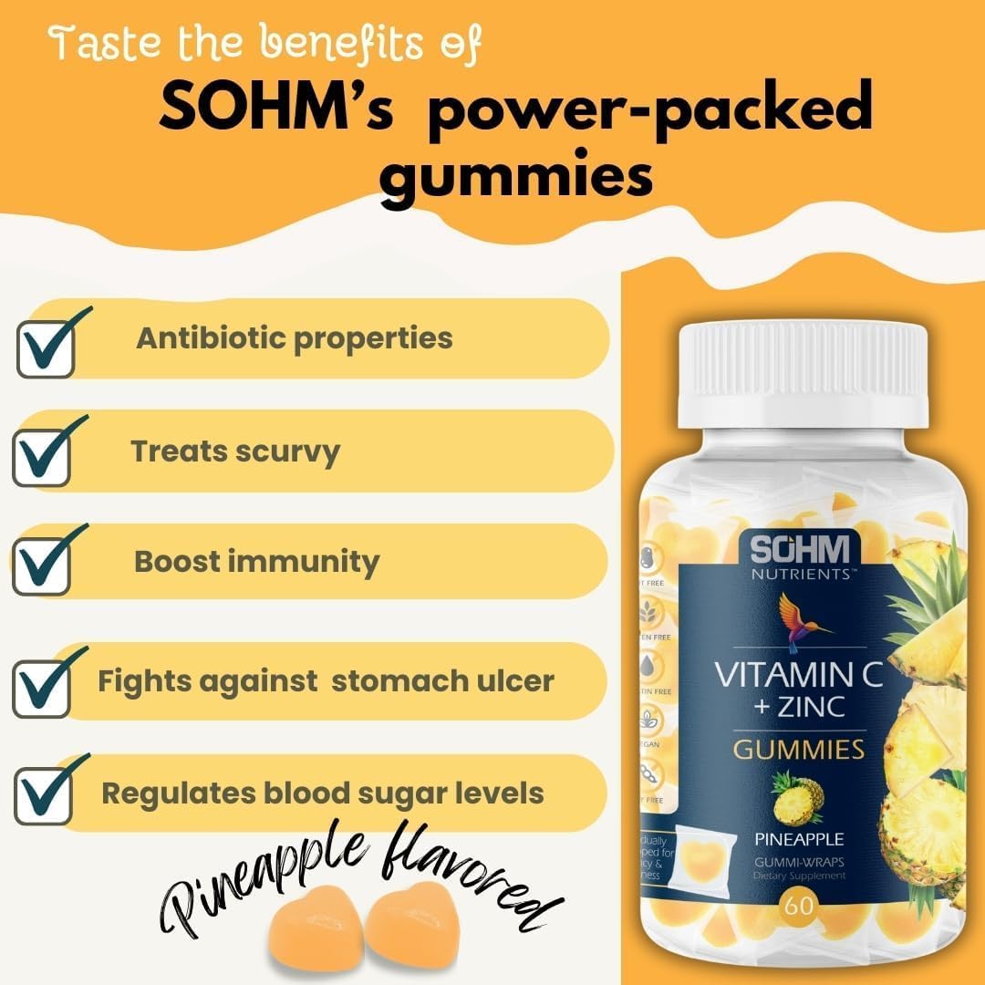 SOHM Vitamin C 60,000 mcg + Zinc 15,000 mcg Gummies for Adults – 60 Count - görsel 2
